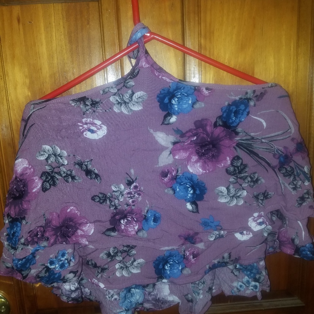 Floral Low Back Halter Top size xL